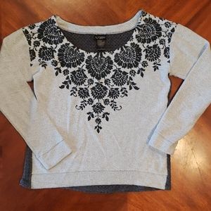 Daytrip Floral Design Sweater Gray Women's Size Medium